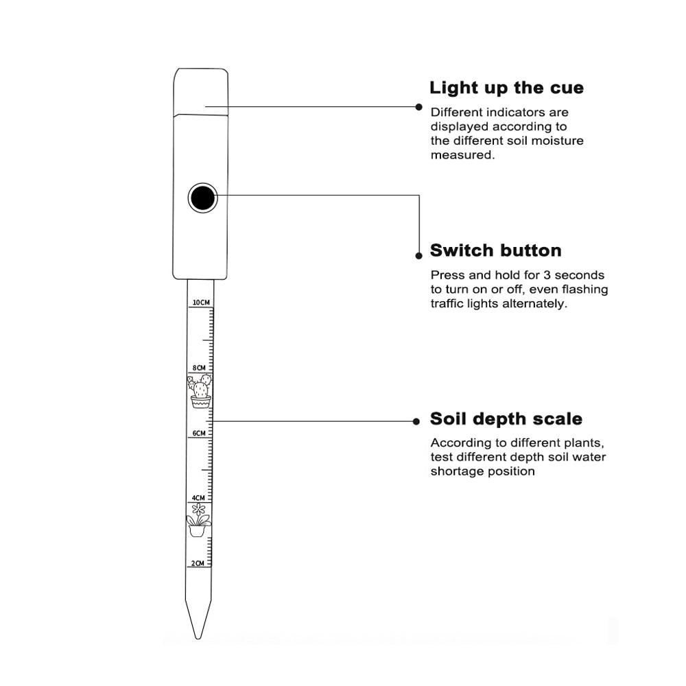 Tragbarer Bodenfeuchtigkeitstester Home Gardening Plant Light Alarm Bodenfeuchtigkeitsmonitor Bodenhygrometer