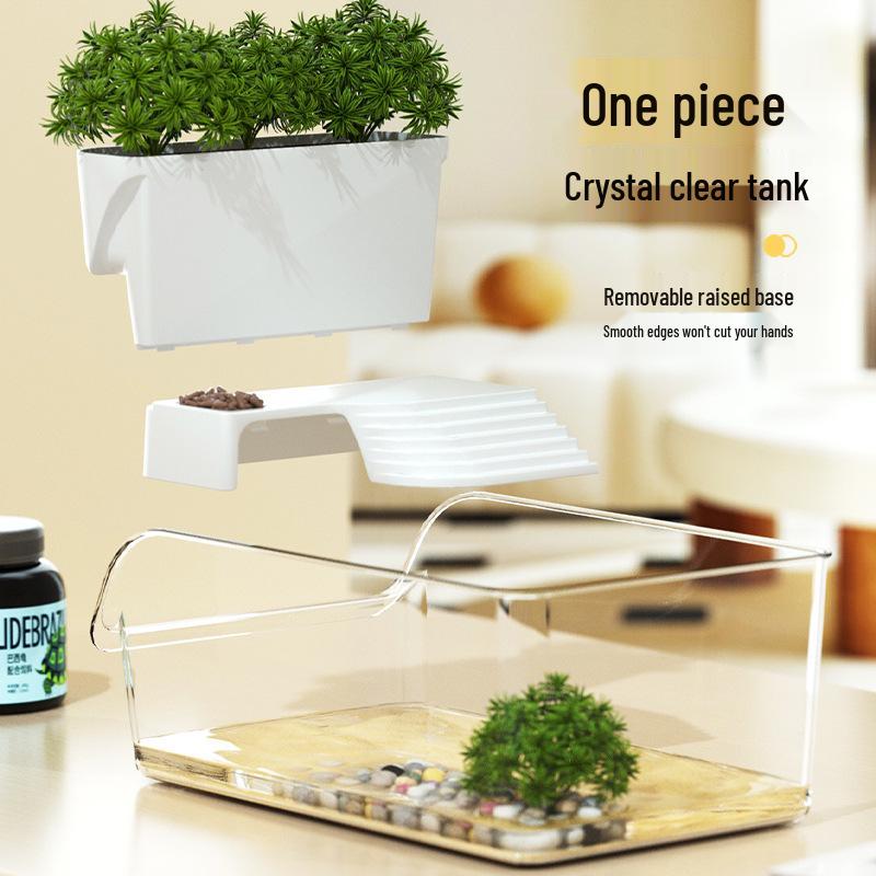 Turtle Habitat with Basking Platform: Escape-Proof, Luxurious Landscaping for Turtle Breeding, Planting Grass, and Raising Flowers.