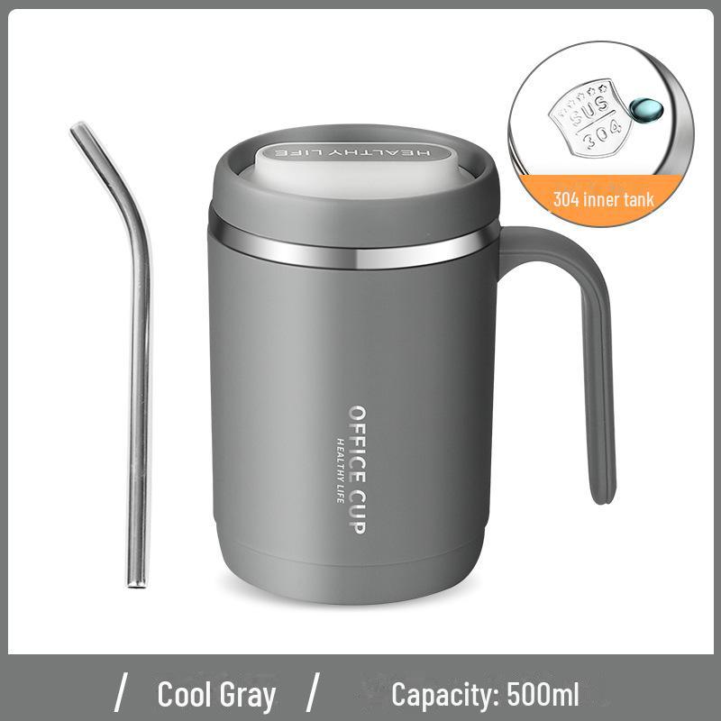 Stainless Steel Insulated Straw Cup - Large Capacity Mug for Coffee, Milk Tea & More