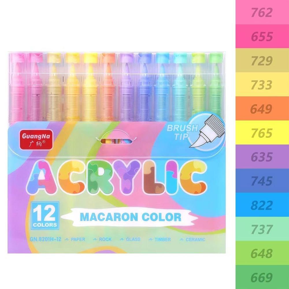 

12 кольорів Акриловий маркер М який наконечник Художній Акварельний маркер Малювання Кольоровий маркер Художня творчість Style 6