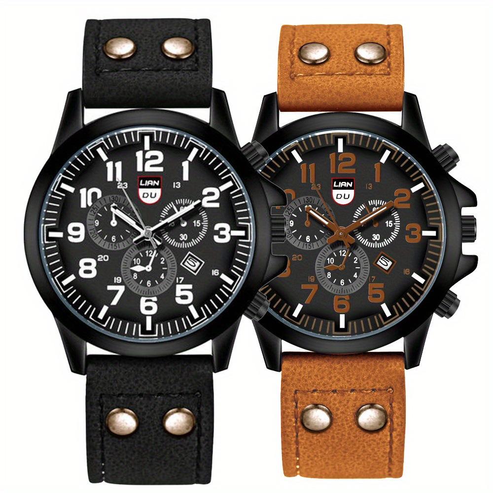 Watch Two-Piece Set Men S Pu Leather Watch Men S Quartz Watch