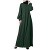 Women's Casual Loose Long Sleeve Round Neck Solid Color Robe Dress