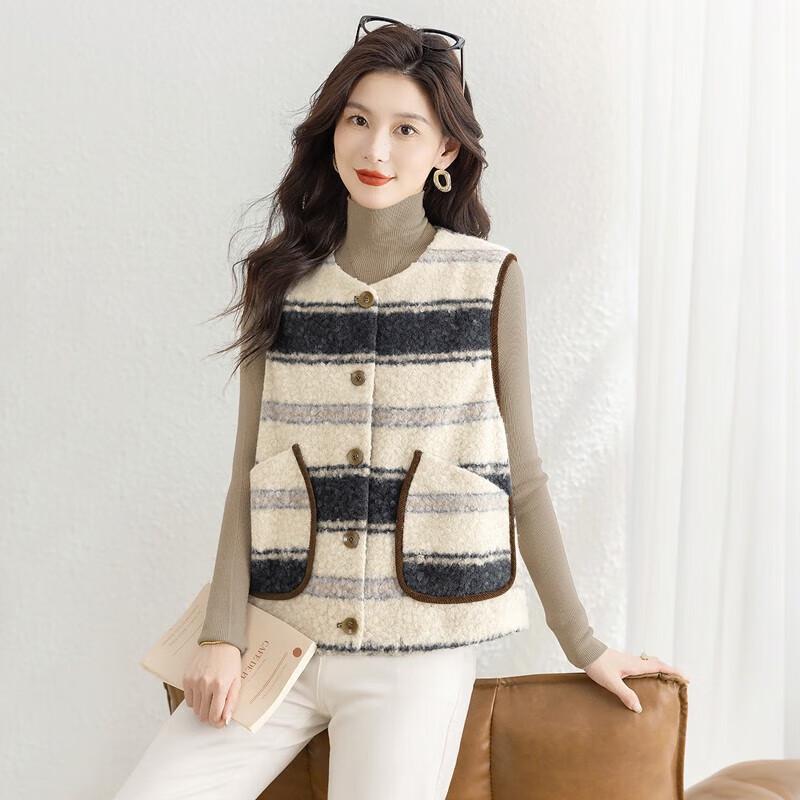 

Женский флисовый жилет в стиле ретро с полосками Si Ba She S