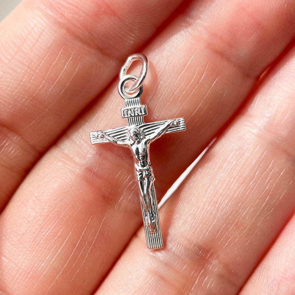 Pure Real 925 Silver Cross Pendant Necklace For Women Girl Men Jewelry Eternal Spiriti Faith Power Passion Of Jesus