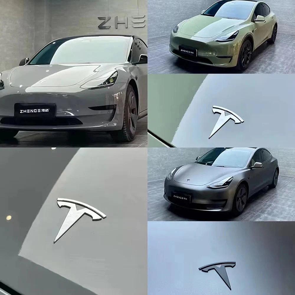 Adesivo Logo a T Tesla in Metallo 3D Parafango Laterale Carrozzeria Bagagliaio Emblema Decalcomania Accessori Decorativi Auto per Tutti i Modelli Tesla