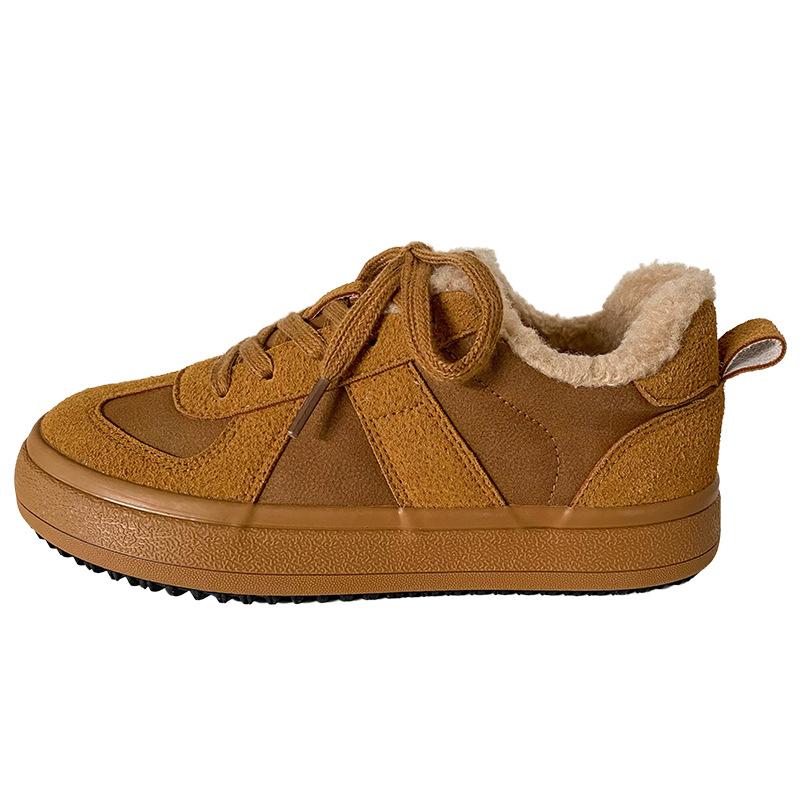 

6580 латексные стельки толстоподошвенные овечья шерсть немецкие тренировочные туфли женская обувь кеды ретро зимние бархатные теплые повседневные туфли 35 верблюд