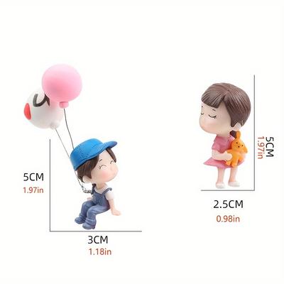 1 Stück Auto-Ballon-Paar-Ornament, im Auto Ballon-Paar-Anhänger, Auto-Cartoon-Figur-Dekoration, Heim-Ornament für Mädchen