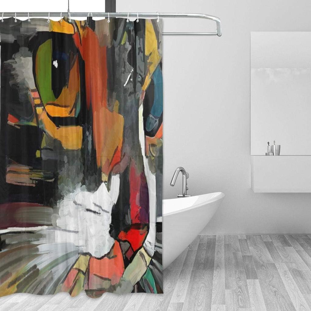 Funny raccoon shower curtain, animal themed pattern printed durable waterproof shower curtain bathroom decoration, 12 hooks