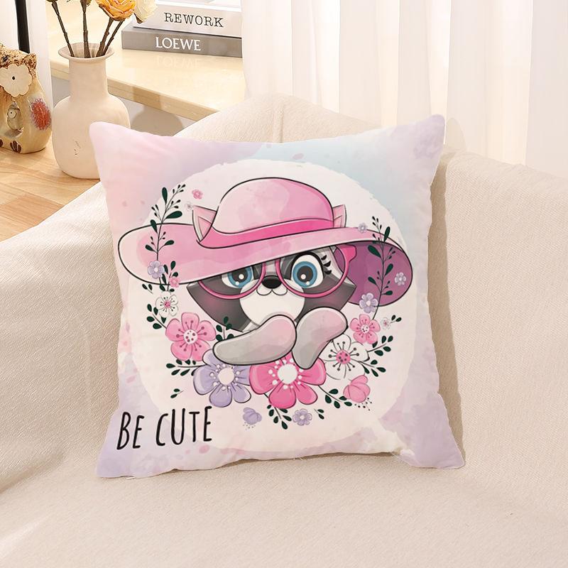 Cute Animal Pillowcase  for Sofa Car Square Cushion Suite Room Anime   Body Cover