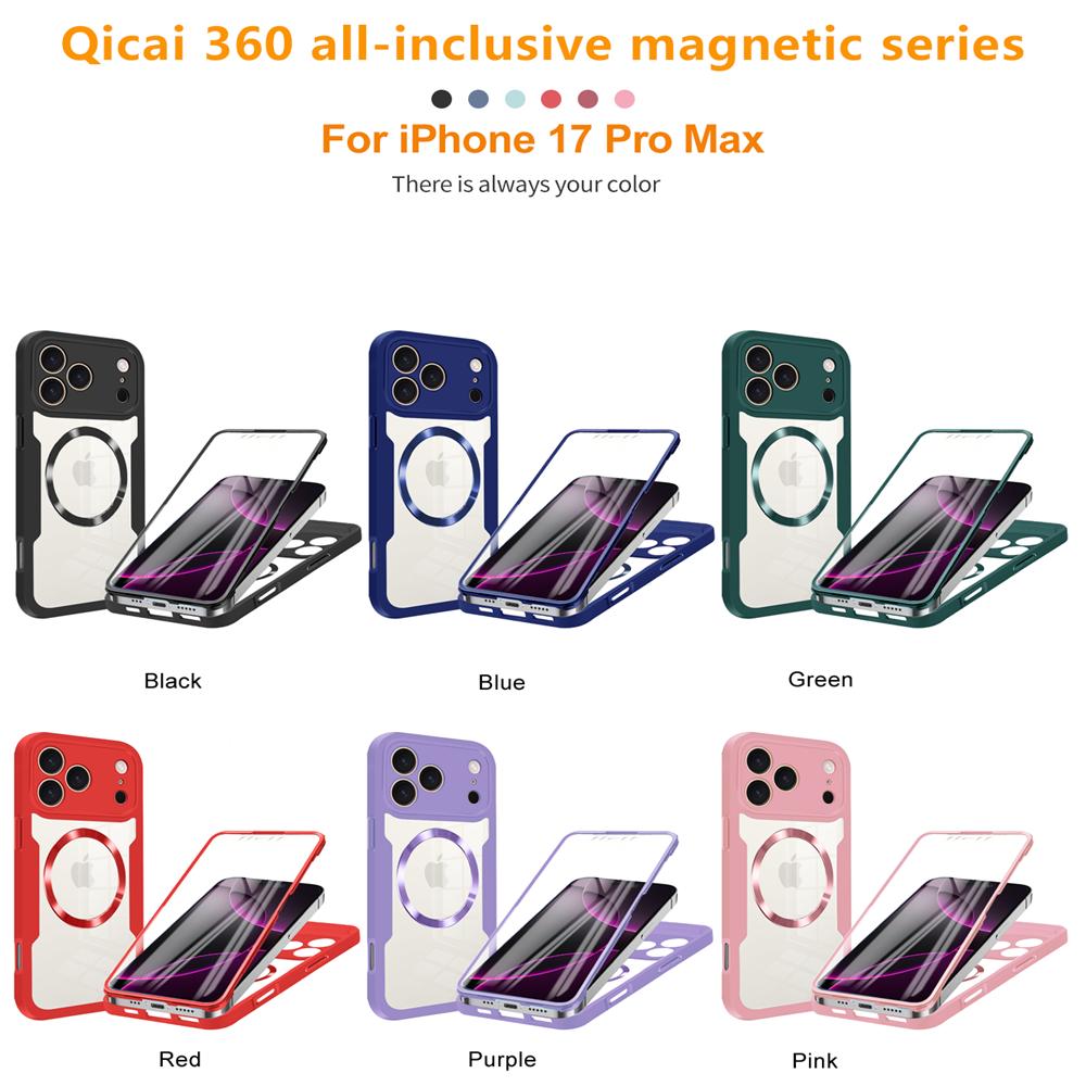 360 Full for Magsafe Clear Case for iPhone 17 16 Pro Max Air 16E 13 14 15 Plus Pro Magnetic Silicone Bumper Shockproof Cover