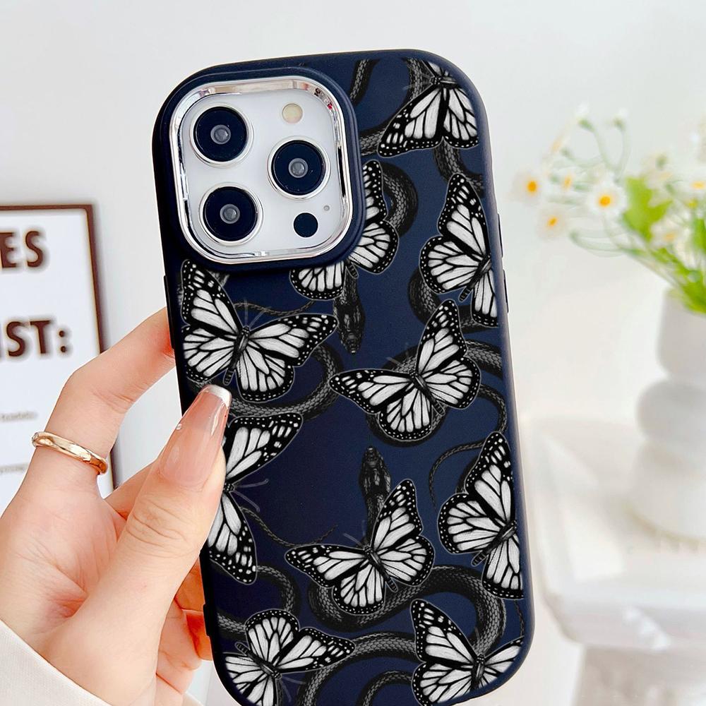 LZ5 Butterfly Black Gold Snake Soft Phone Case for Samsung S24 Ultra S23 Plus S21 FE A16 A54 A52 A06 Infinix Hot 40 Lens Protection Shockproof Cover