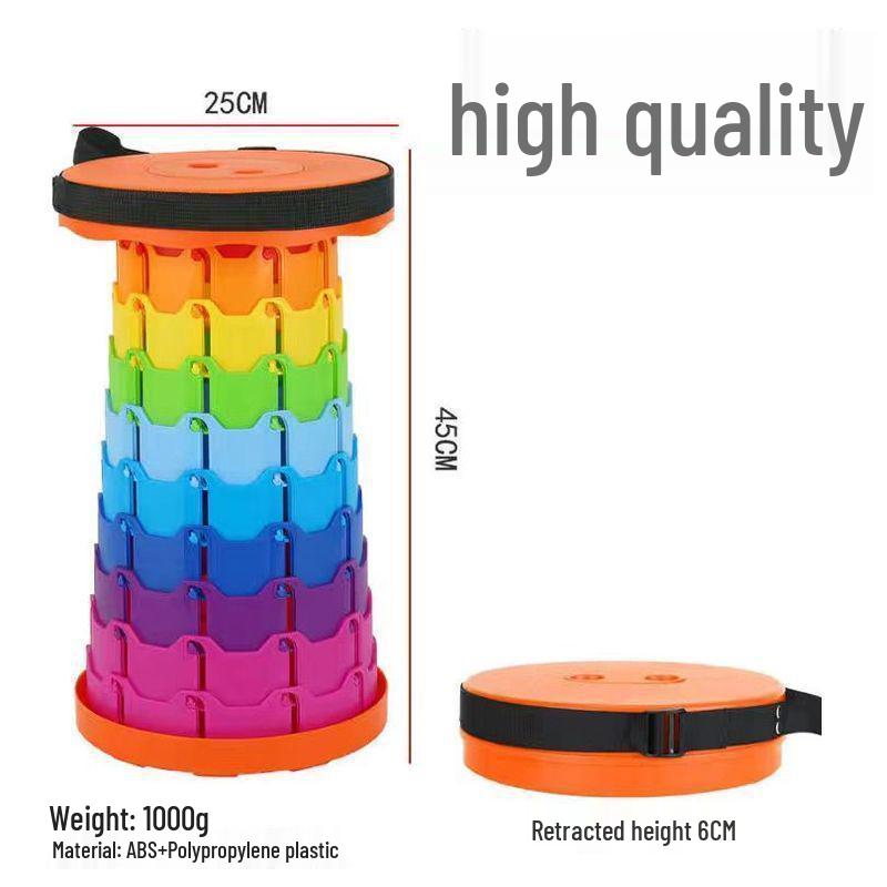 Compact Telescopic Folding Stool for Outdoor, Travel, Balcony, and Fishing - Portable and Adjustable.