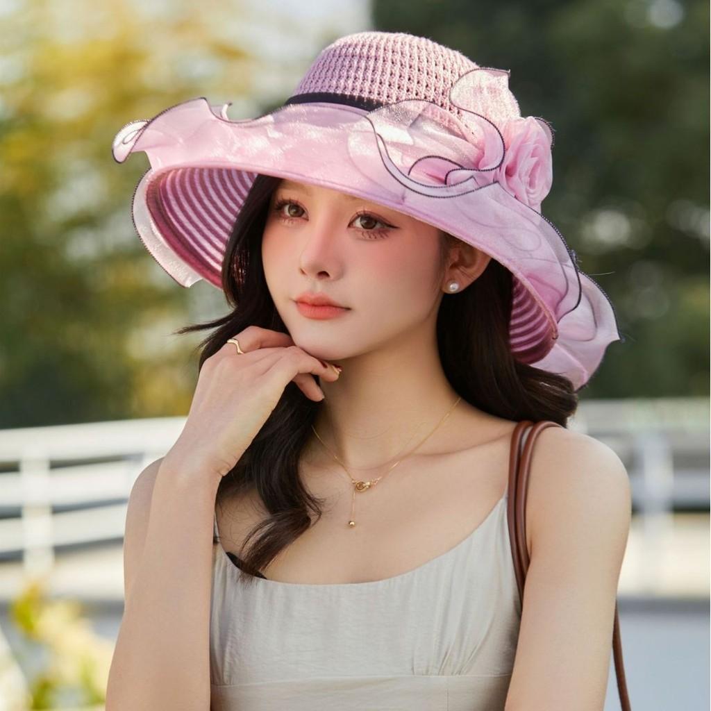 Summer Ladies Large Brim Sun Hat With Breathable Mesh For Beach And Travel