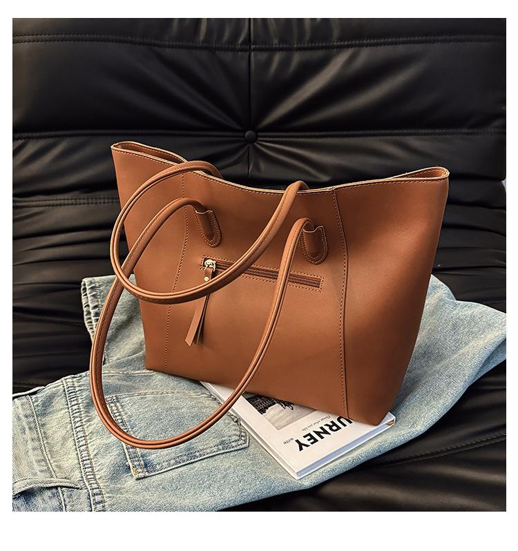 Women's Fashion PU Leather Shopping Tote Large Capacity Soft Shoulder Handbag Daily Bag