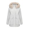 European and American-style Long Winter Parka for Women, with Fleece Lining and Large Fur Collar
