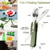 7 in 1 Multifunktionales Outdoor-Geschirr Edelstahl Faltbare Gabel Löffel Messer Picknick Camping Wandern Reisen Essgeschirr