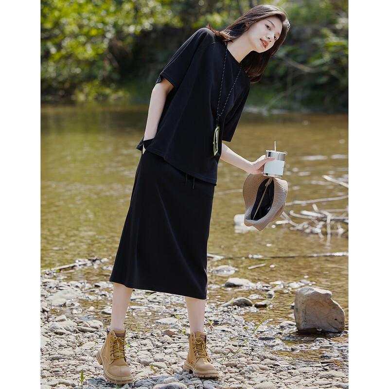 Demana Women s Side Slit Round Neck Short Sleeve T-shirt M