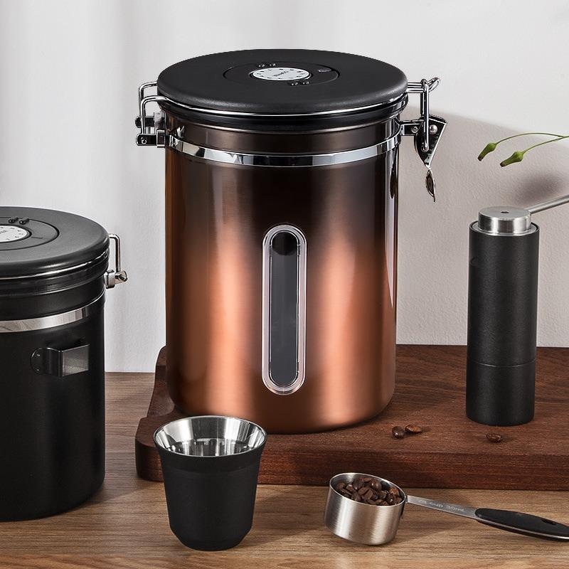 Visible Coffee Bean Storage Container Coffee Powder Sealed Container Storage with One-way Exhaust Coffee Storage Tank Coffee Beans Storage