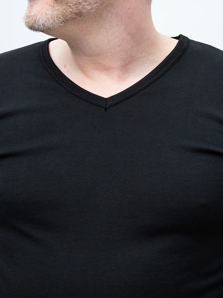 CLUB Sakazen Super Warm Stretch Long Sleeve Size 8L B&T Men's Heat-Relieving V-Neck Undershirt, Black,