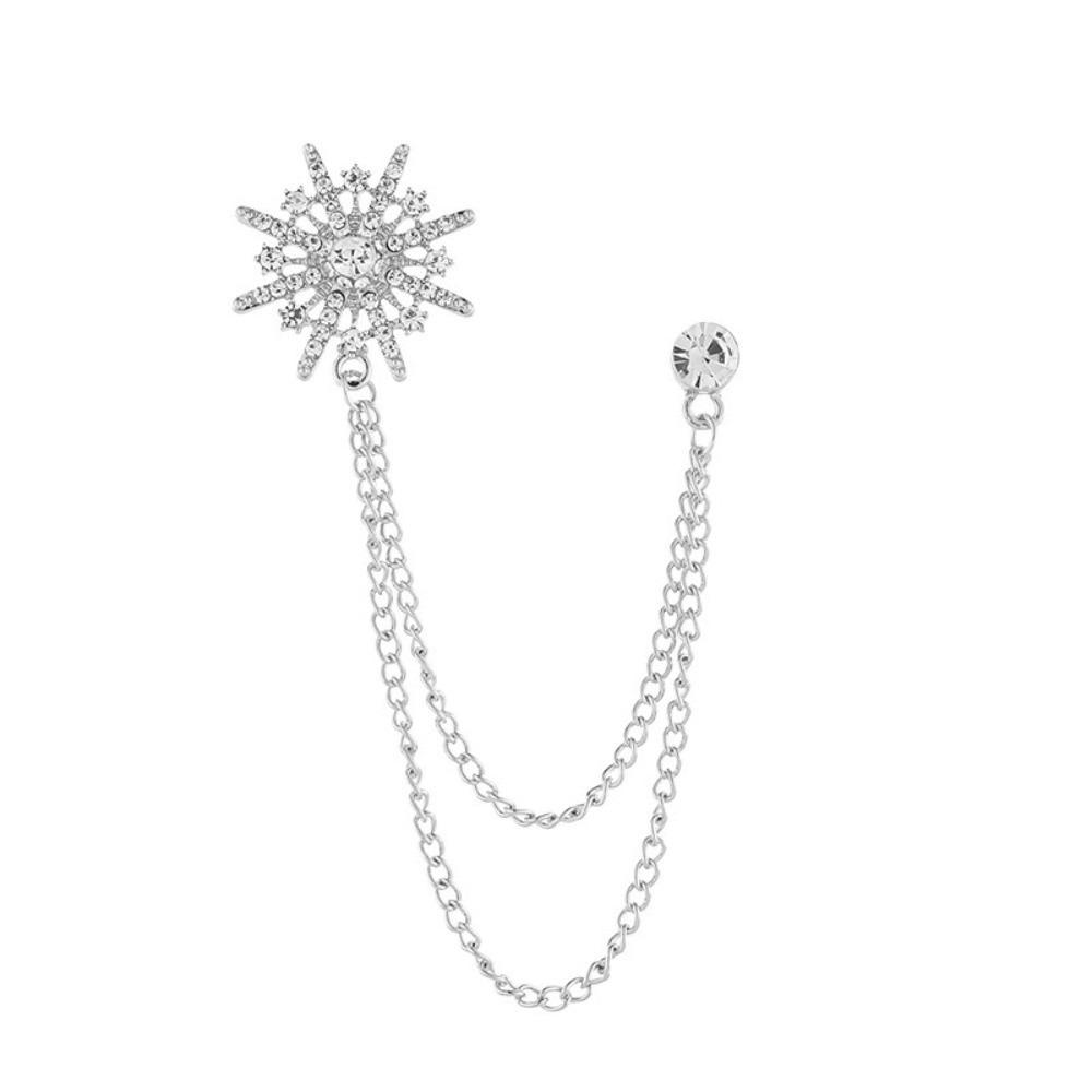 Zinc Zinc Alloy Men Brooch Tassel Chain Suit Lapel Pin Personality Star Tassel Brooch  Gift серебряный
