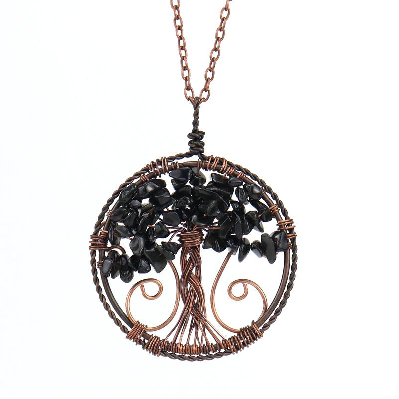 Vintage Handmade Winding Natural Gravel Crystal Tree Of Life Fortune Tree Root Pendant N99