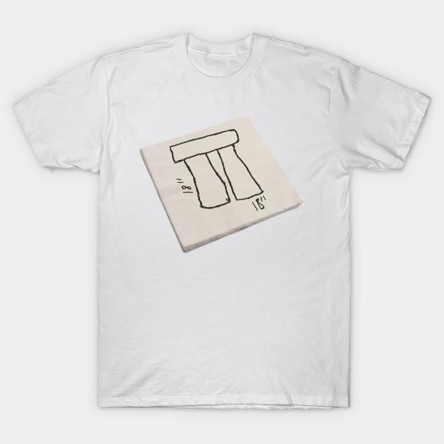 Men Black Print T-shirt Stonehenge Napkin Sketch Spinal Tap No-Cut Transfer Paper Print Cotton Tshirt L белый