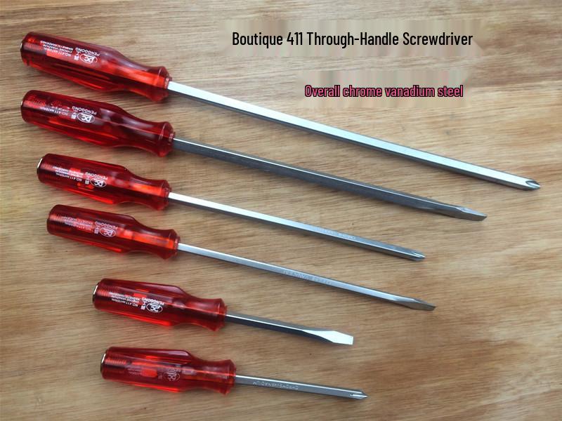 Hammerable Through-Tang Screwdriver with Flathead & Phillips Bits