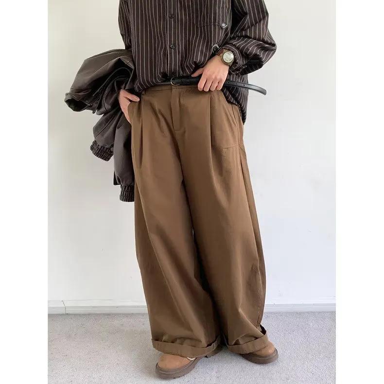 

Men Y2k Vintage Baggy Cargo Pants Men Koraen Harajuku Suit Pants Office Casual Trousers Male Wide Leg Work New M коричневый