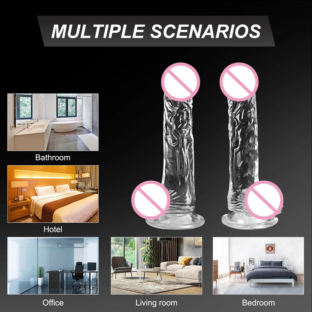 Transparent Soft Jelly Dildo for Women Realistic Fake Dick Penis Strong Suction Cup Butt Plug for Woman Men Anal Sex Toys