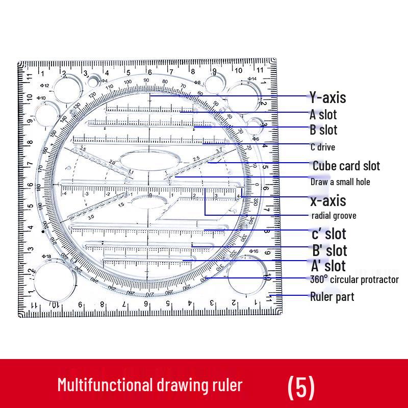 Multifunctional Geometric Drawing and Circle Template Ruler