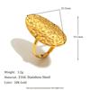 MamacitaSlay 316L Stainless Steel Oval Hammer Pattern Opening Ring Party Waterproof Jewelry Women's 18K Gold Plated Ring Gift
