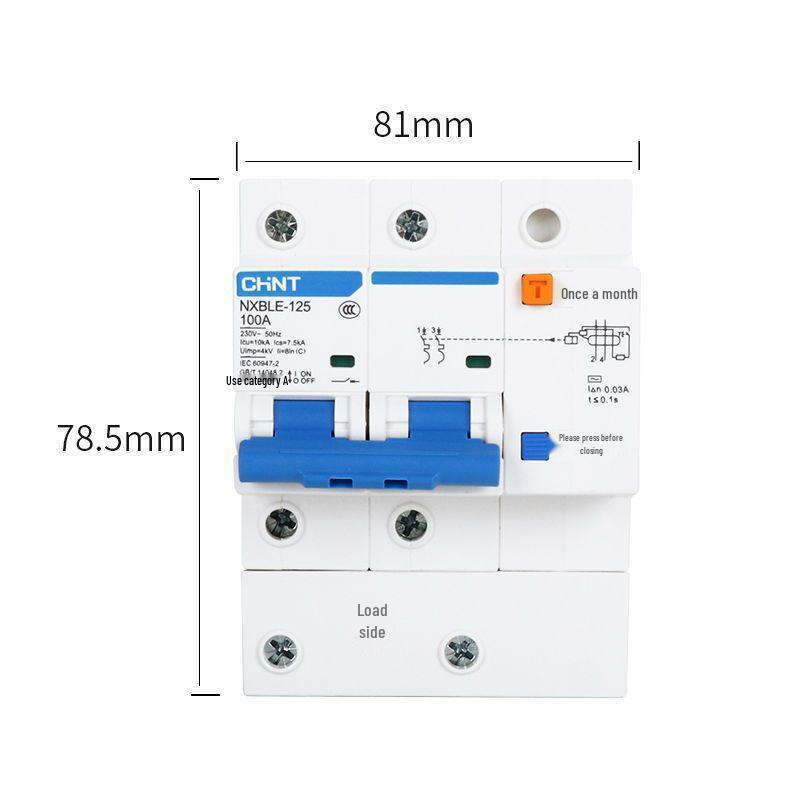 Chint 2P63A Air Switch with 32A RCCB for Three-Phase Electricity Protection and Household Circuit Breaking