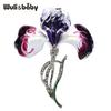 Enamel Orchid Flower Brooches Rhinestone Elegant Plants Brooch For Women's Clothes Backpack Pins Gifts