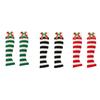 Winter Plush Trim Knitted Striped Boot Covers Footless Calf Socks with Bowknot Christmas Thermal Leg Warmers for Women
