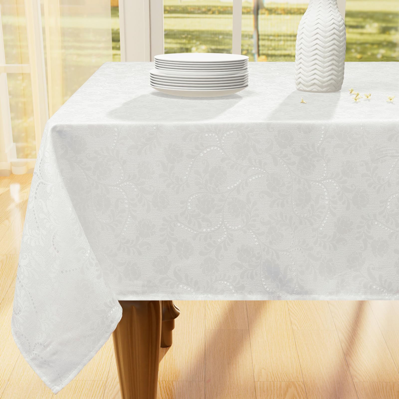 

Hapihappy Round Tablecloth Leaf Twig Diagram Polyester Tablecloth Rectangular For Banquet Hook Jacquard Table Cloth Waterproof 152x259cm(rectangle)