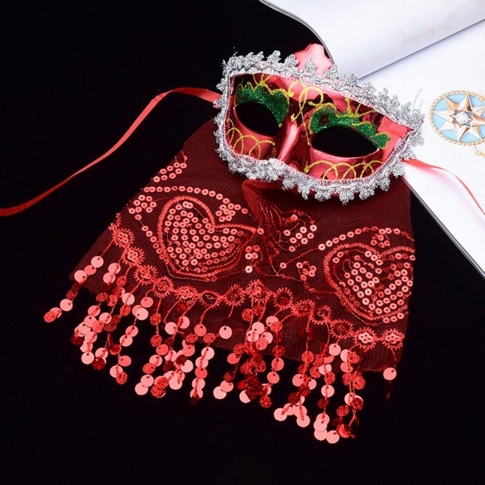 

Dancer Mask Half Face Mask Party Cosplay Props Prom Party Supplies Veils Mask Halloween Masks червоний