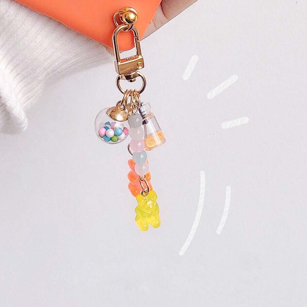 Men Women Bag Pendant Acrylic Floating Fruit Fashion Accessories Keyholder Key Ring Bear Key Chain
