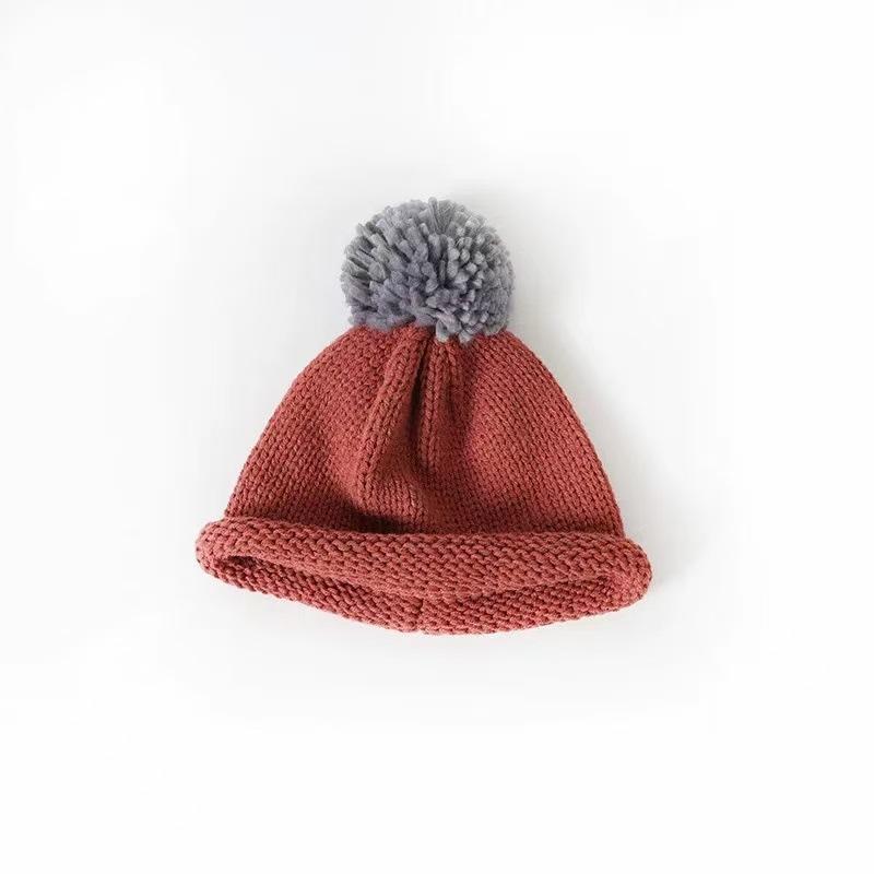 

Children s Fur Ball Knitted Hat Ins Korean Version Rolled Edge Personalized Baby Autumn and Winter Casual Warm and Stylish Wear Pullover Hat 48-52cm