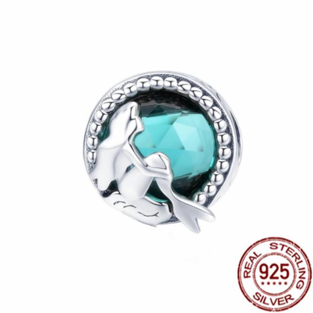 925 Sterling Silver Blue Butterfly Puffer Fish Bead Rainbow Parrot Squid Dangle Charm Fit Original Fasion Bracelet Jewelry Gift