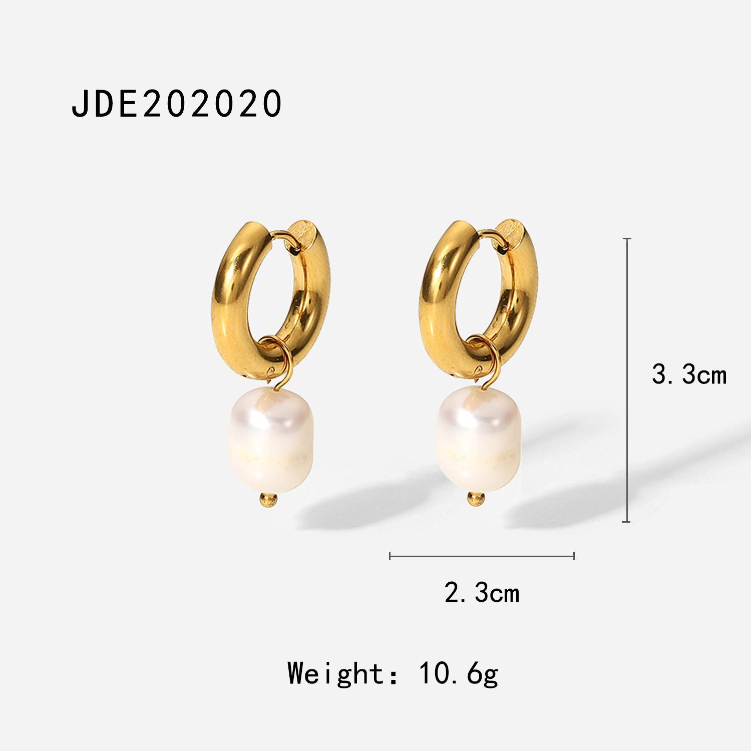 New French Style Freshwater 18K Gold Pearl Pendant Stainless Steel Jewelry Hoop Earrings for Women Ins Style золотой
