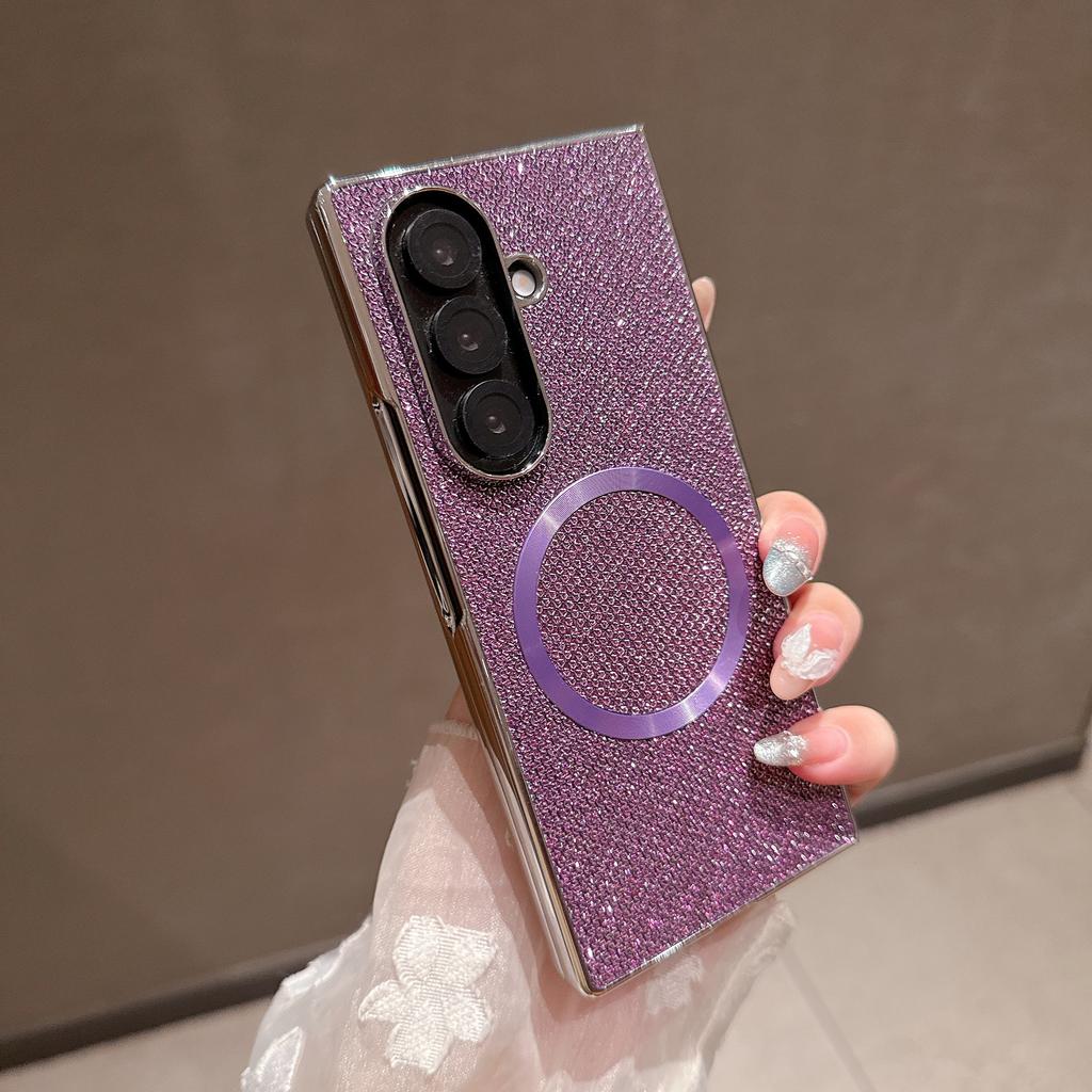 Applicable to Samsung Z Fold8 mobile phone case 7/6 glitter plating wireless charging magnetic suction ring 5/4/3 anti-drop protective cover