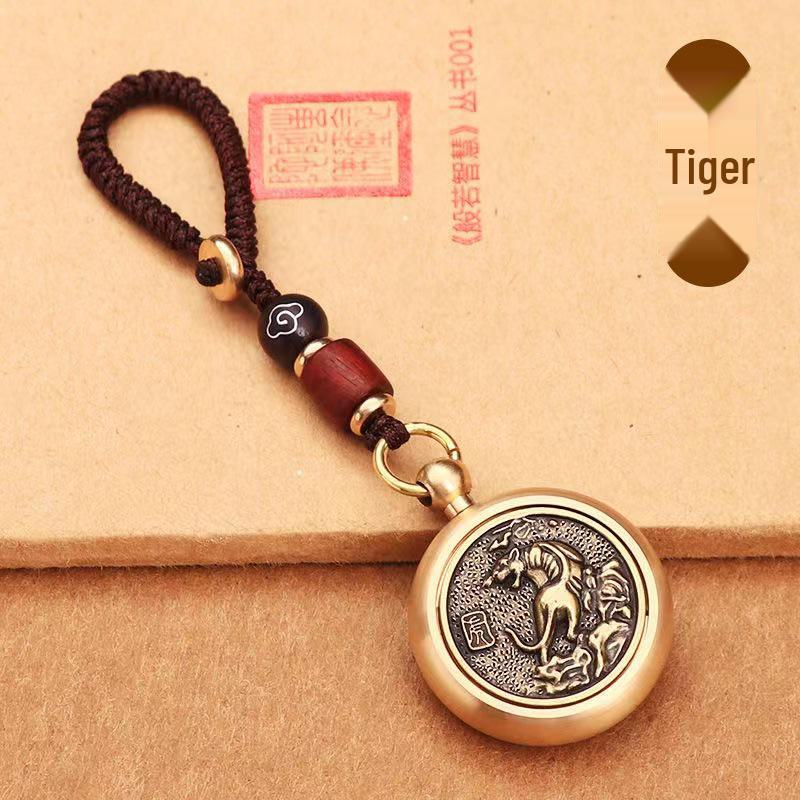 Zodiac Brass Car Keychain: Creative, Unisex Pendant Gift