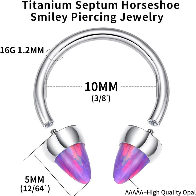 Titan Nasenring Augenbrauenringe Opal Hufeisen Nasenring Piercingschmuck für Tragus Helix Zunge mit Kugel Lippenringe