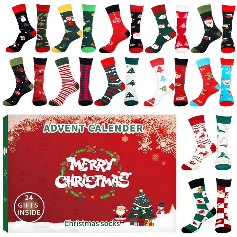 Christmas Stocking Advent Calendar 24 Days Countdown Calendar Socks with Different Christmas Patterns Christmas Gifts For Kids
