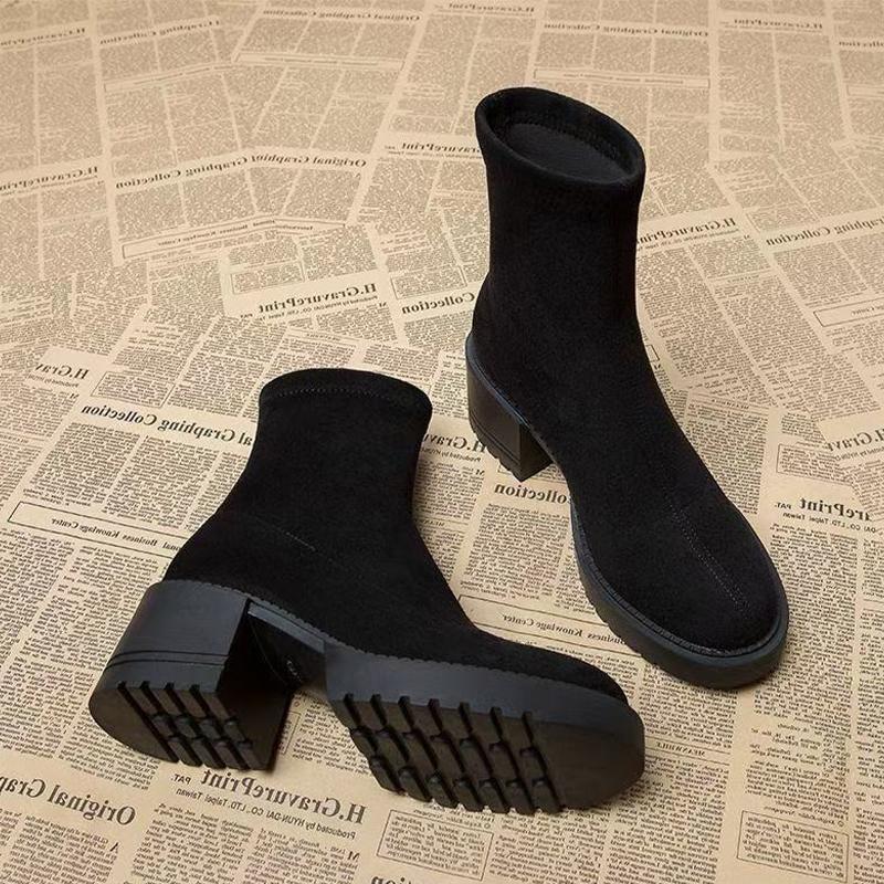 Kotníkové boty pro ženy Vysoké podpatky Semišové Robustní boty Designérské Luxusní Zimní boty 2025 Nové Společenské Botas Para Mujer Zapatos