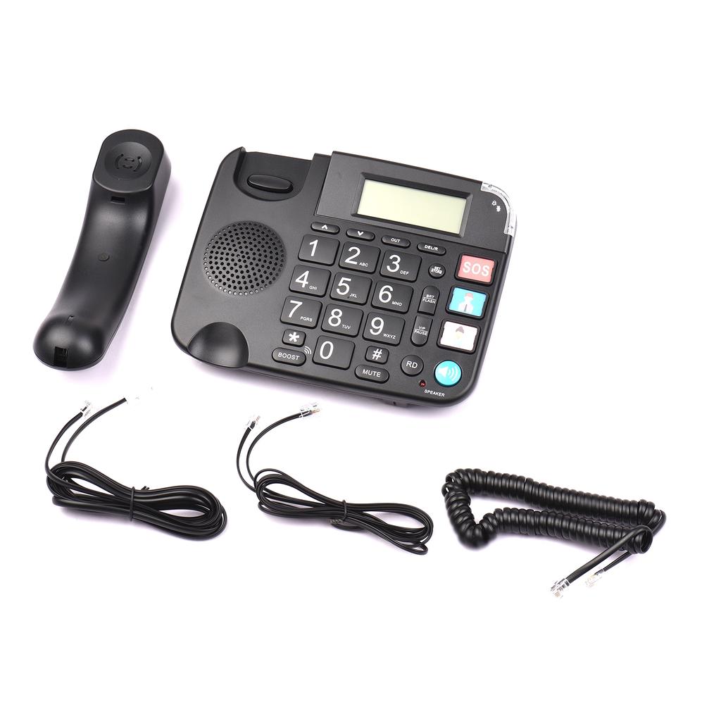 Black Corded Phone with Big Button Desk Landline Phone Telephone Support Hands Free Redial Flash Speed Dial Ring Volume