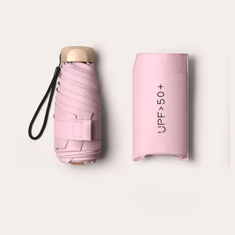 

Открытый мини-зонт от солнца с защитой от ультрафиолета, сверхлегкий складной пятикратный зонт, зонт от солнца розовый