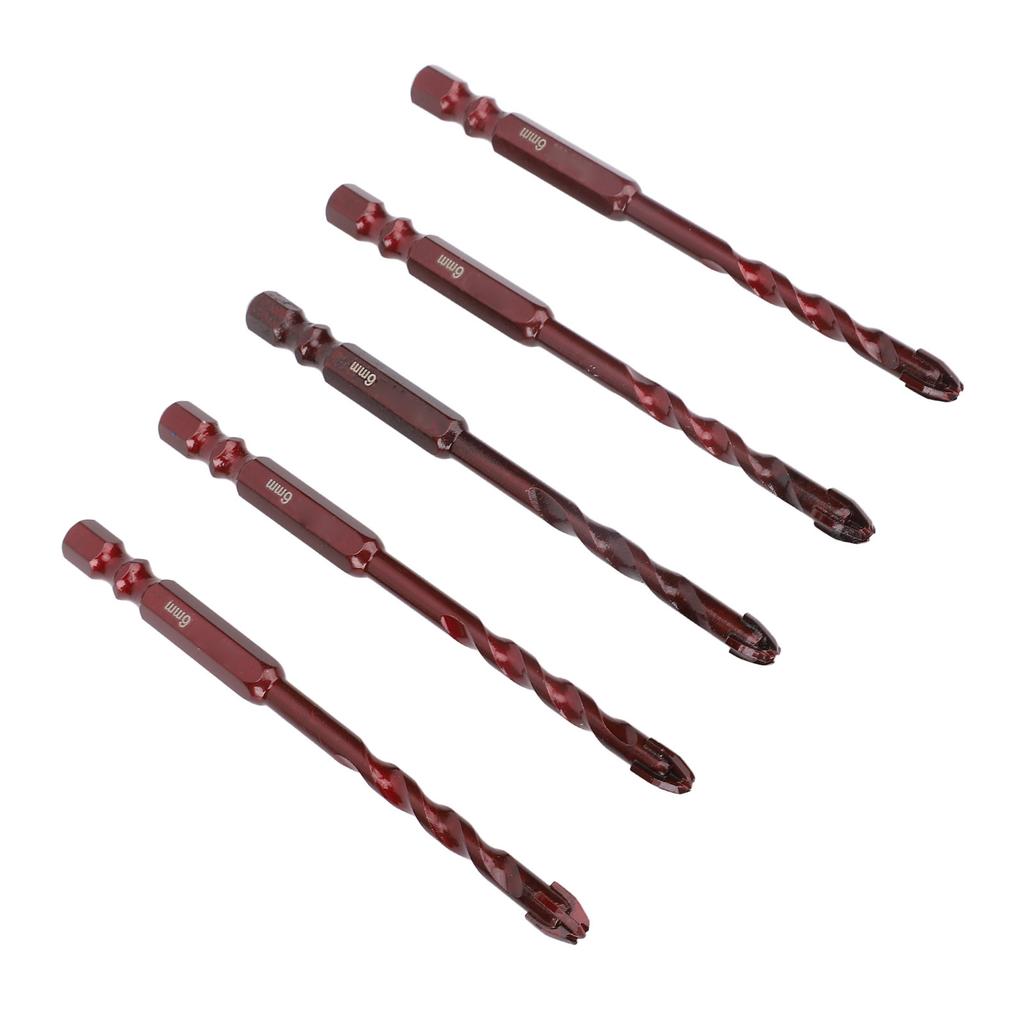 5Pcs Masonry Drill Bits 14in Hex Shank 6mm Concrete Brick Professional High Cobalt Bit Set for
