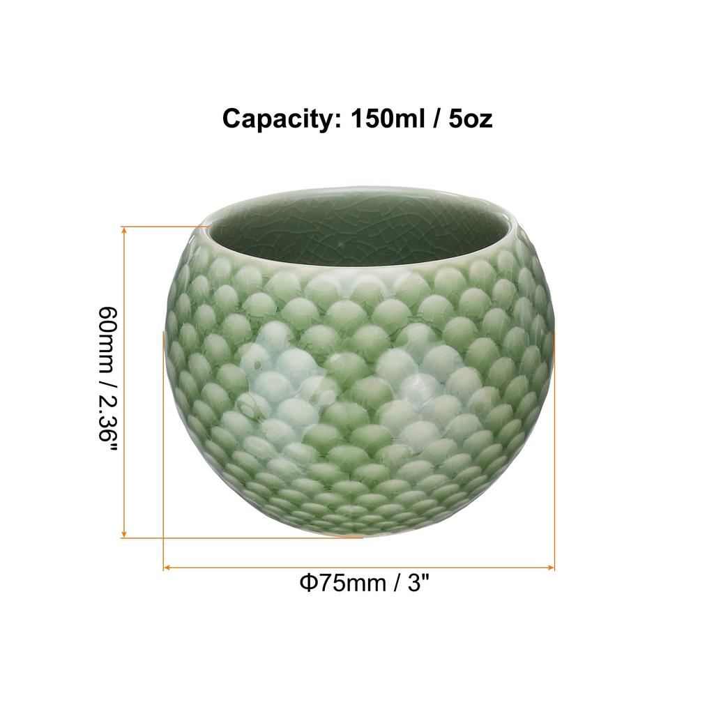Uxcell Handmade Tea Bowl, 150ml5oz, Chinese-Japanese Ceramic Tea Bowl, Gongfu Tea Set, Home Gift, Green