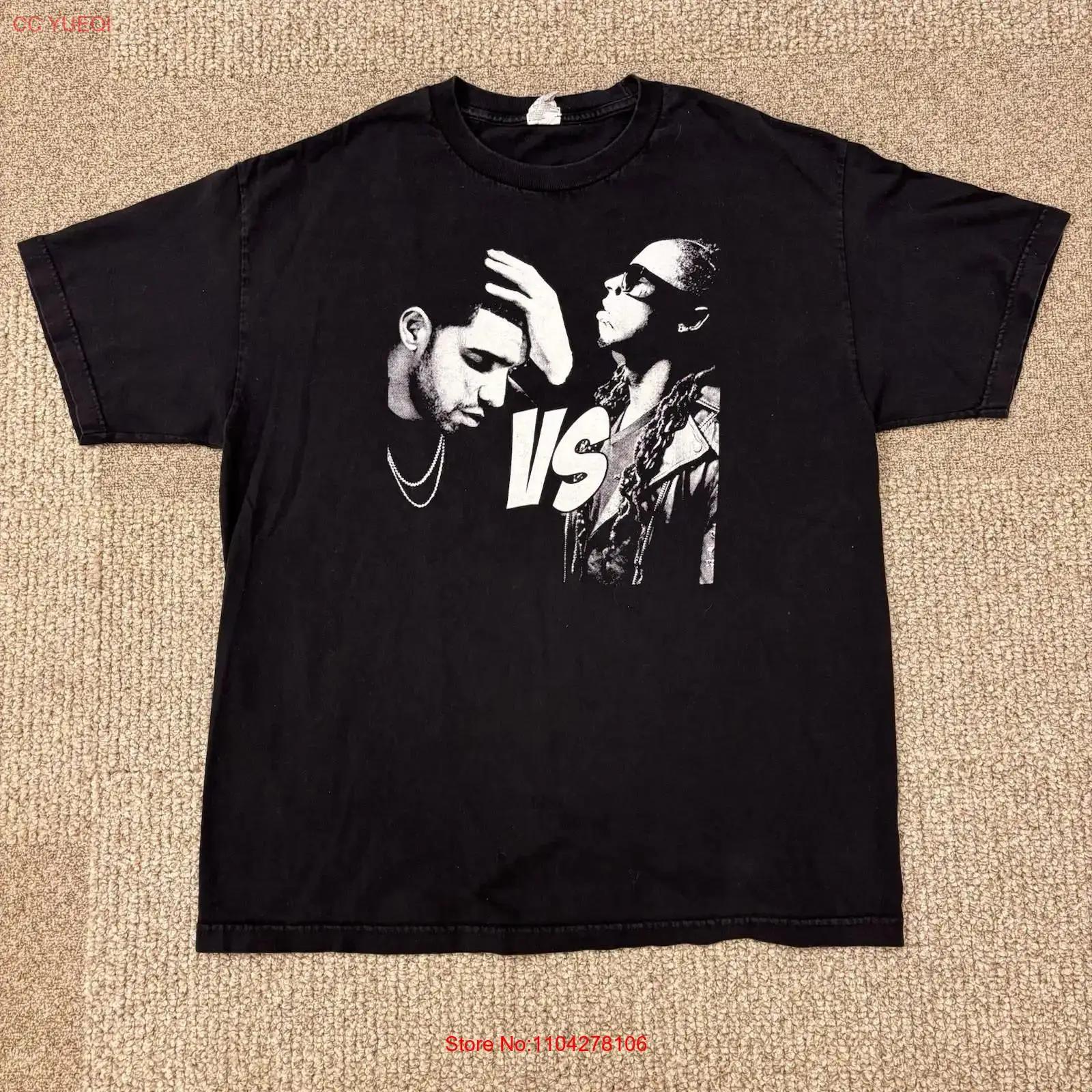 Vintage Drake Vs Lil Wayne Concert Rap Band T Shirt vintage Washed Slightly Stylish Breathable streetwear homme graphic Soft S разноцветный